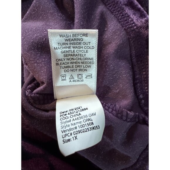 LOGO Lavish Womens 1X Purple Velvet & Floral Print Tunic Top - Picture 5 of 7